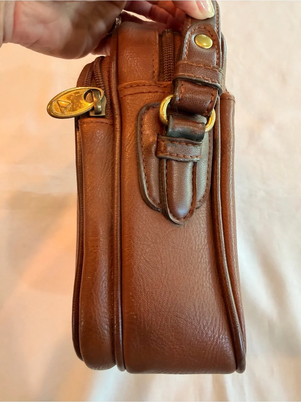 Vintage Liz Claiborne Brown Leather Satchel Messenger Crossbody Blazer Bag